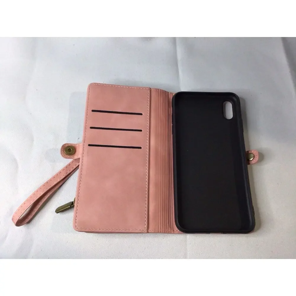 Defencase Compatible with iPhone Xs MAX Case Wallet with RFID Blocking Rose Pink